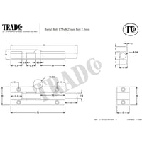 Tradco Barrel Bolt Antique Brass L75mm
