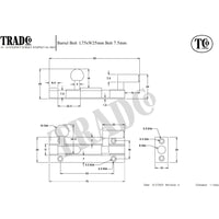 Tradco Barrel Bolt Offset Antique Brass L75mm
