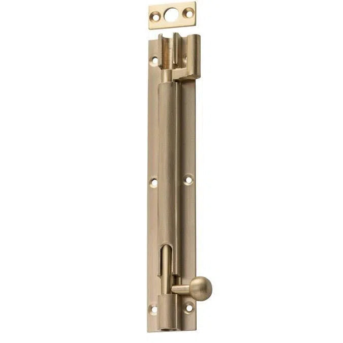 Tradco Barrel Bolt Offset Satin Brass L150mm