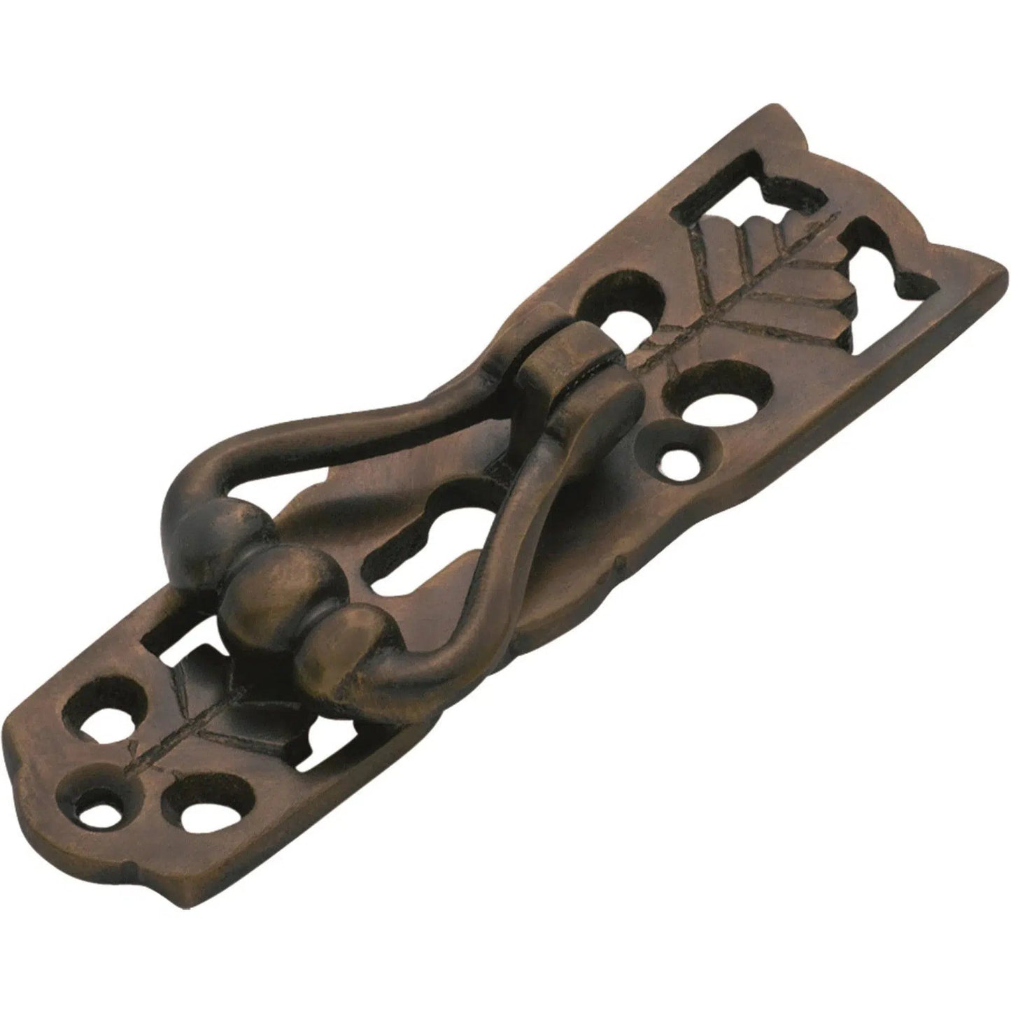 Tradco Cabinet Pull Handle Sheet Brass Pedestal Maple Leaf Antique Brass H78xW20mm