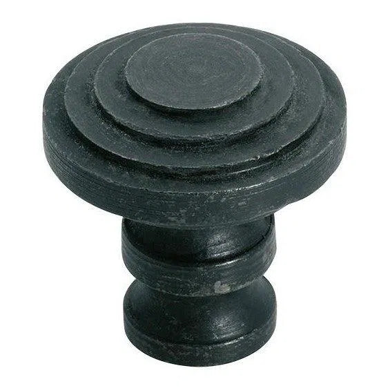 Tradco Cupboard Knob Stepped Iron Matt Black D30xP36mm