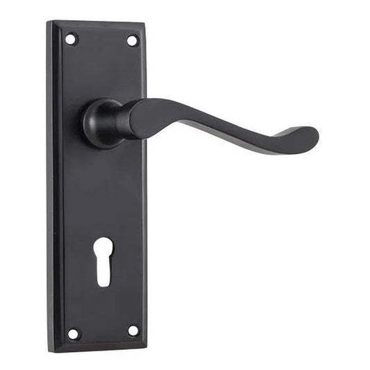 Tradco Door Handle Camden Lock Pair Matt Black