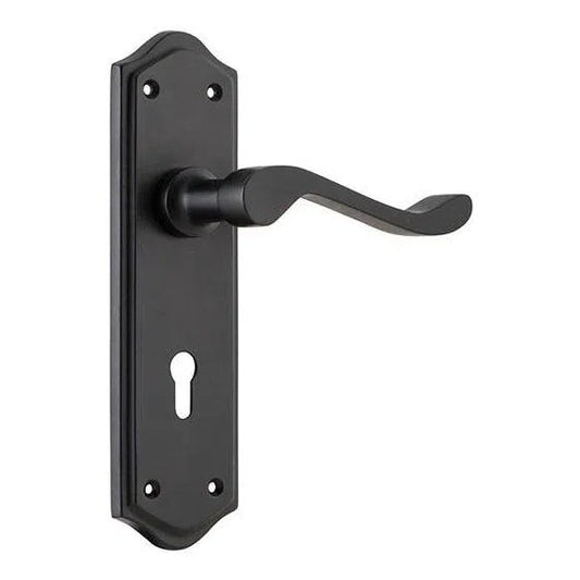 Tradco Door Handle Henley Lock Pair Matt Black