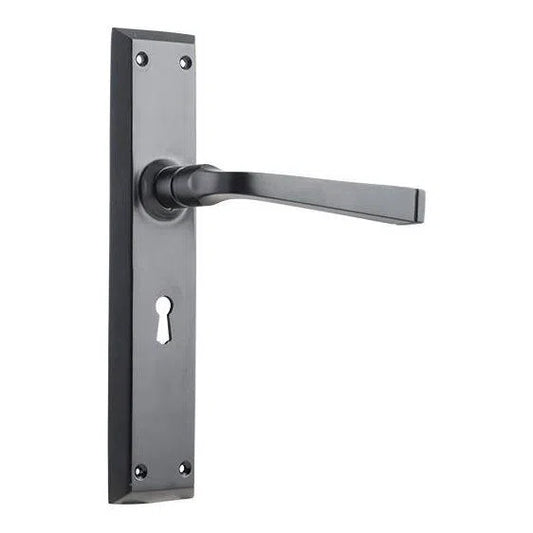 Tradco Door Handle Menton Lock Pair Matt Black