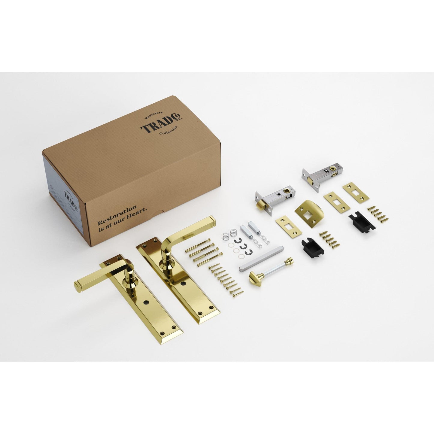 Tradco Door Handle Menton Polished Brass Privacy Set