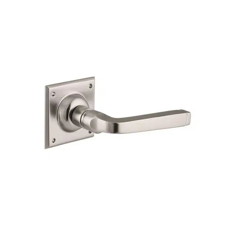 Tradco Door Handle Menton Square Rose Pair Satin Nickel