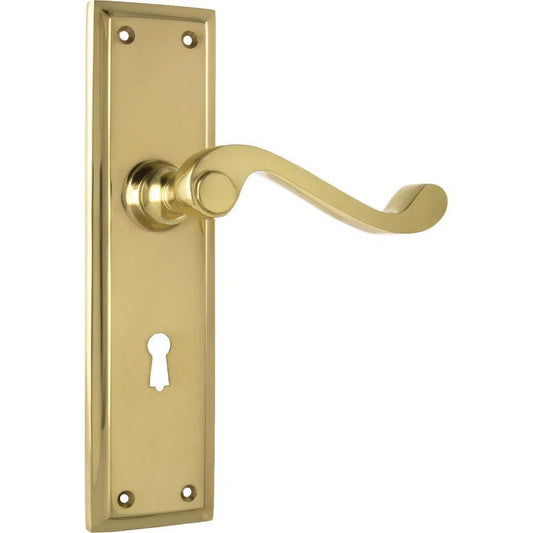 Tradco Door Handle Milton Lock Pair Polished Brass