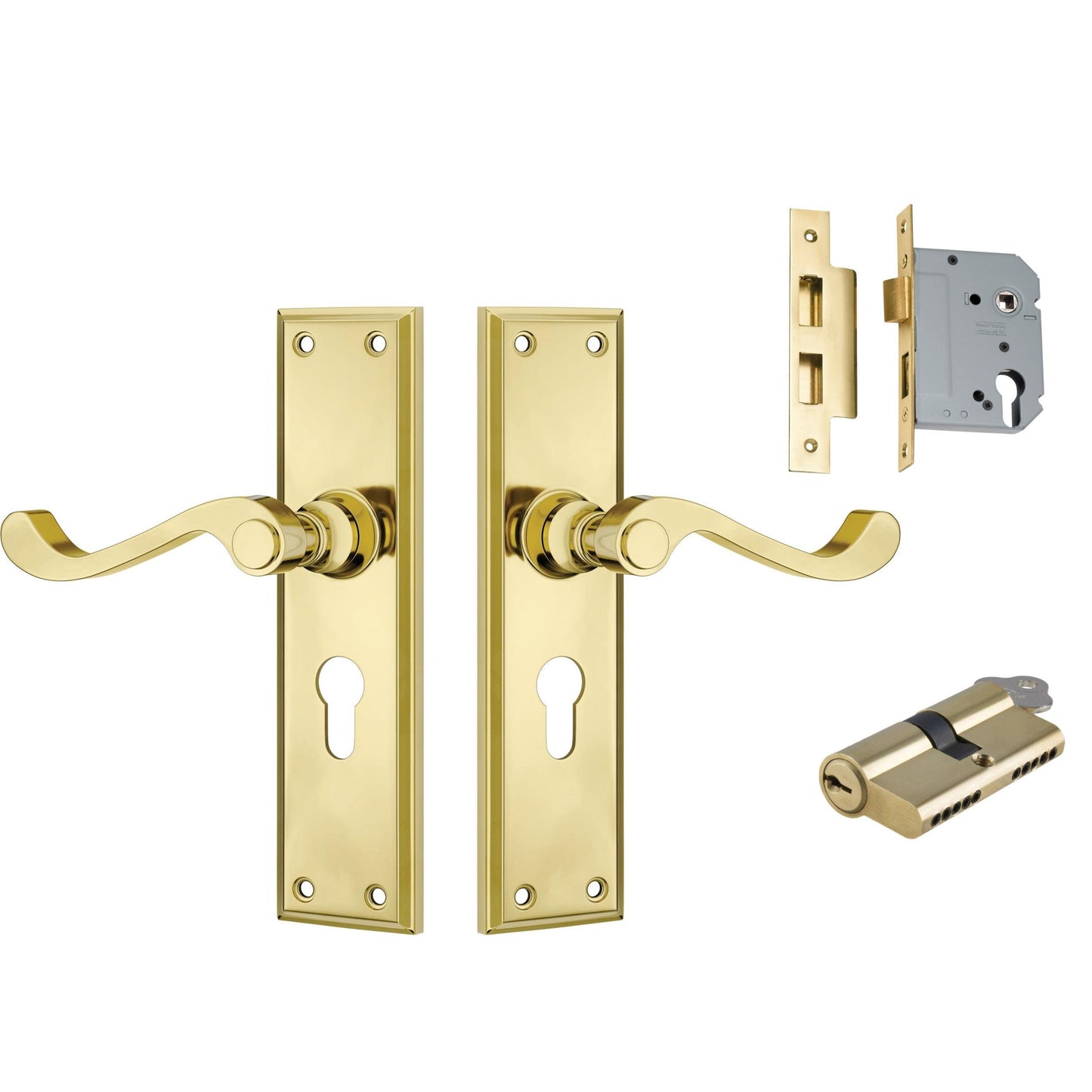 Tradco Door Handle Milton Polished Brass Key/Key Entrance Set