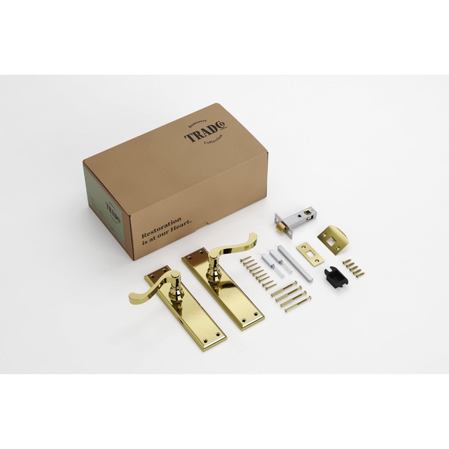 Tradco Door Handle Milton Polished Brass Passage Set