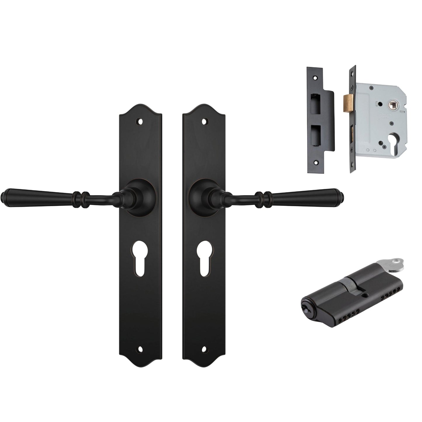 Tradco Door Handle Reims Antique Copper Key/Key Entrance Set