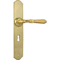 Tradco Door Handle Reims Lock Pair Unlacquered Polished Brass