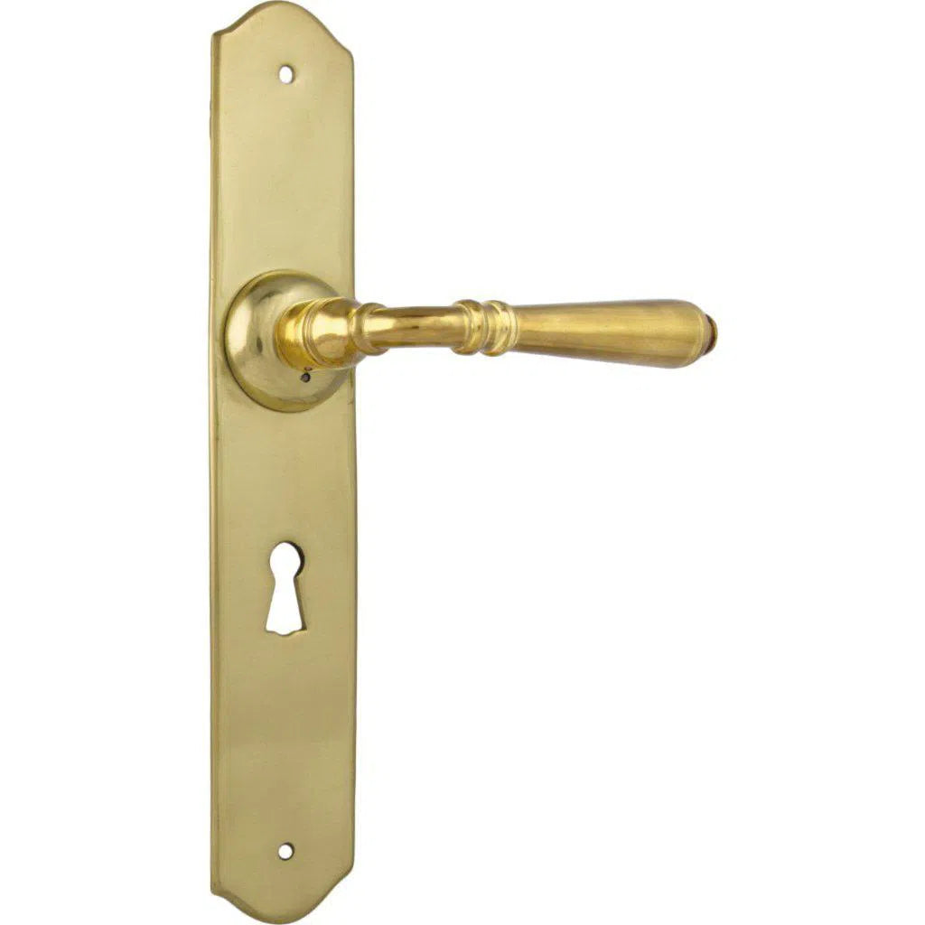 Tradco Door Handle Reims Lock Pair Unlacquered Polished Brass