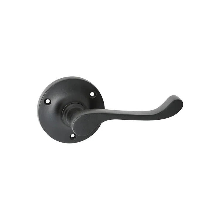 Tradco Door Handle Victorian Round Rose Pair Matt Black