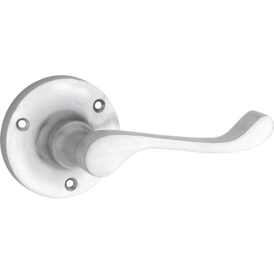 Tradco Door Handle Victorian Round Rose Pair Satin Chrome