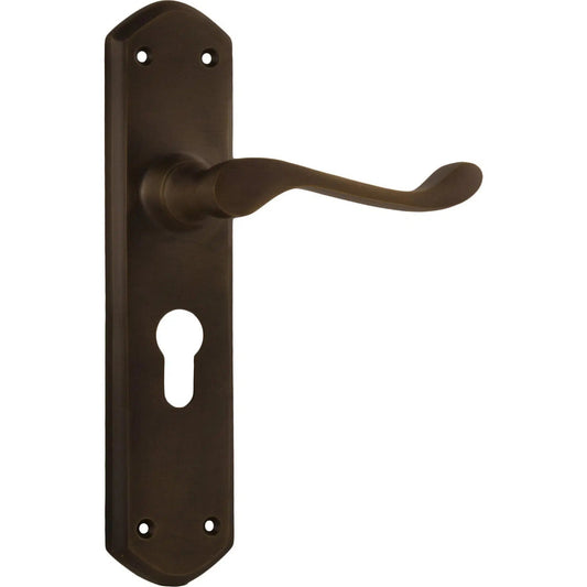 Tradco Door Handle Windsor Euro Pair Antique Brass