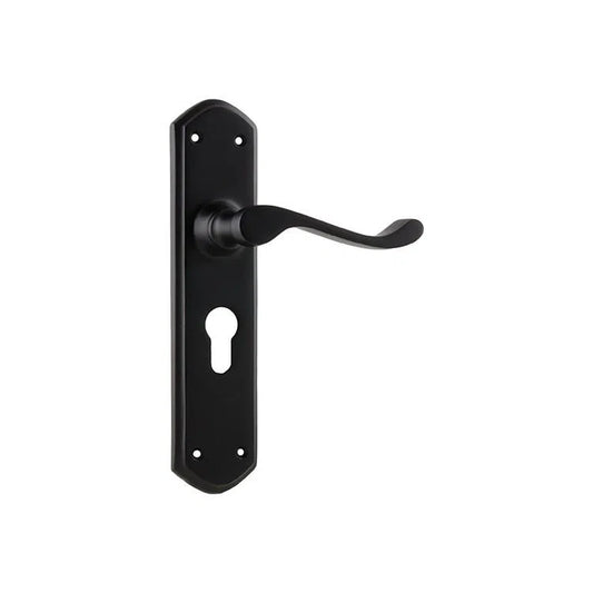Tradco Door Handle Windsor Euro Pair Matt Black