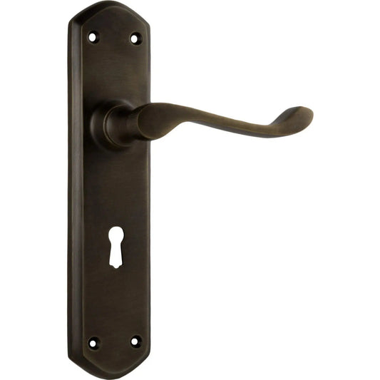 Tradco Door Handle Windsor Lock Pair Antique Brass