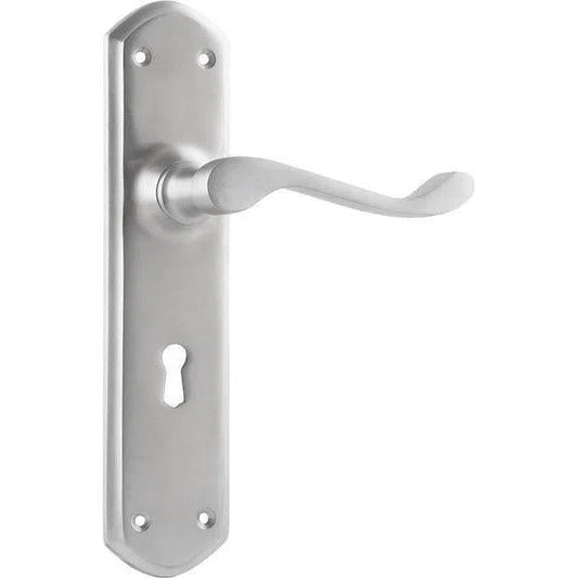 Tradco Door Handle Windsor Lock Pair Satin Chrome