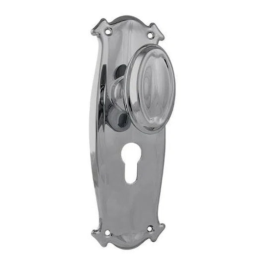 Tradco Door Knob Bungalow Euro Pair Chrome Plated