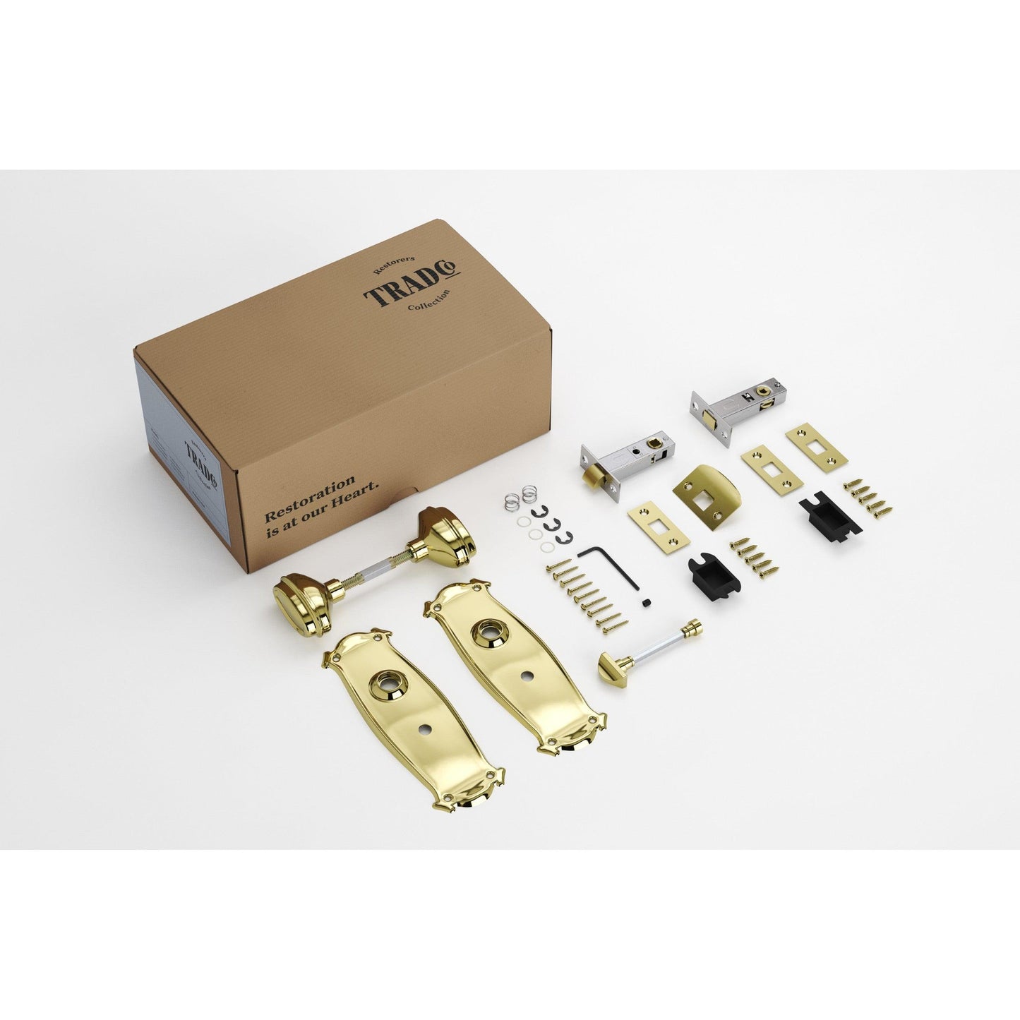 Tradco Door Knob Bungalow Polished Brass Privacy Set