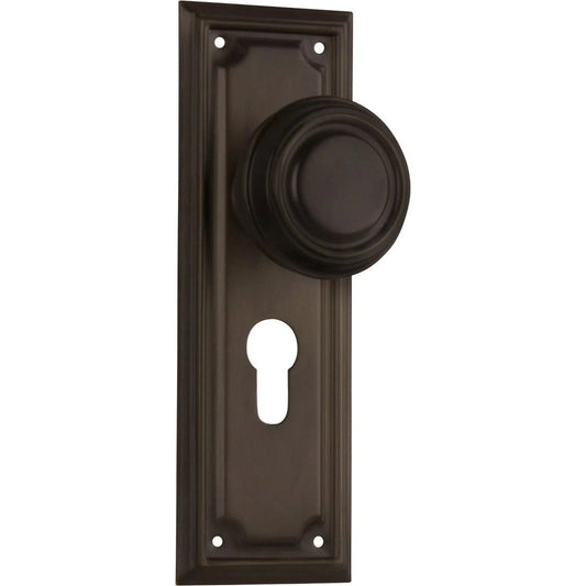 Tradco Door Knob Edwardian Euro Pair Antique Brass