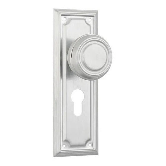 Tradco Door Knob Edwardian Euro Pair Satin Chrome