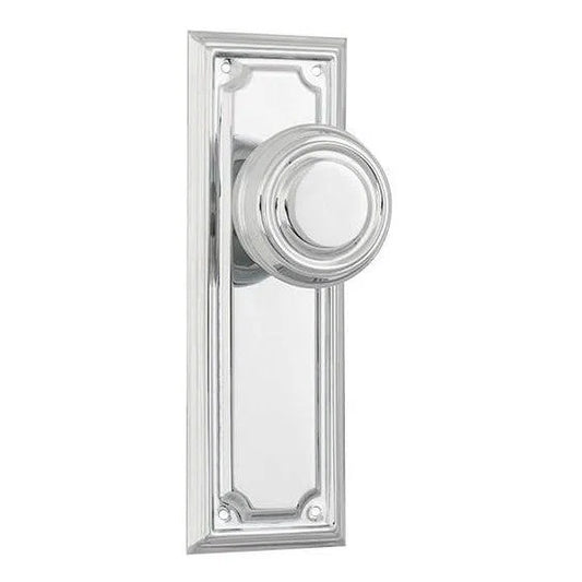 Tradco Door Knob Edwardian Latch Pair Chrome Plated