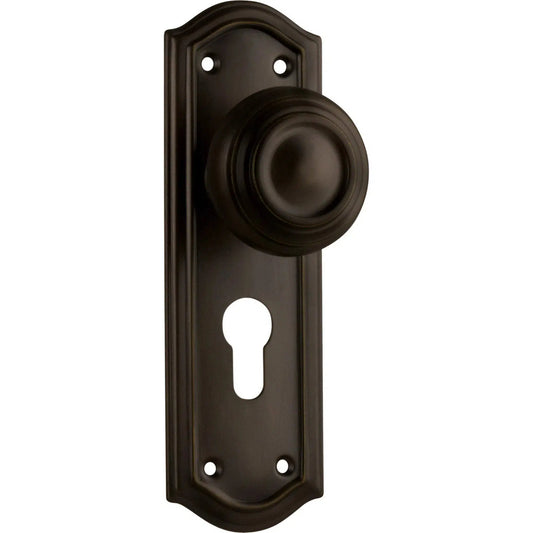 Tradco Door Knob Kensington Euro Pair Antique Brass