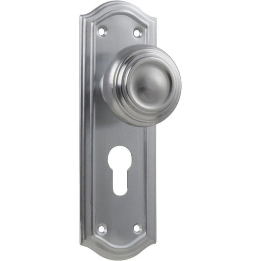 Tradco Door Knob Kensington Euro Pair Satin Chrome