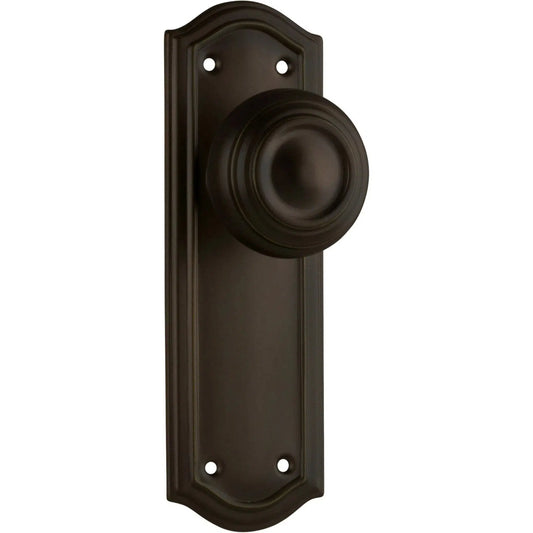 Tradco Door Knob Kensington Latch Pair Antique Brass