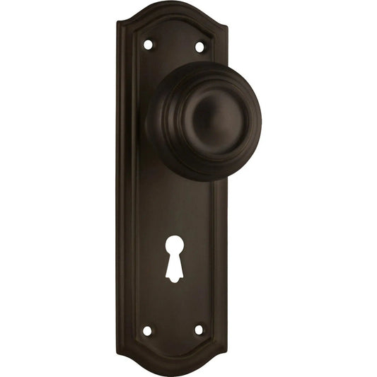 Tradco Door Knob Kensington Lock Pair Antique Brass