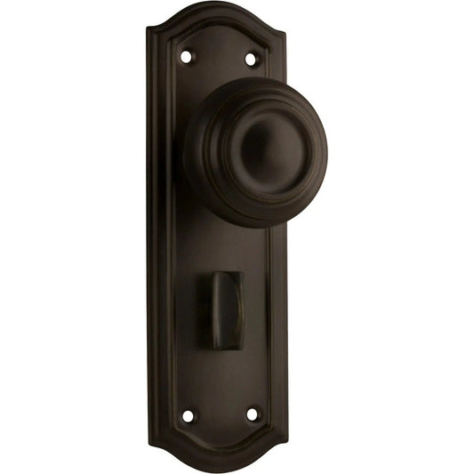 Tradco Door Knob Kensington Privacy Pair Antique Brass