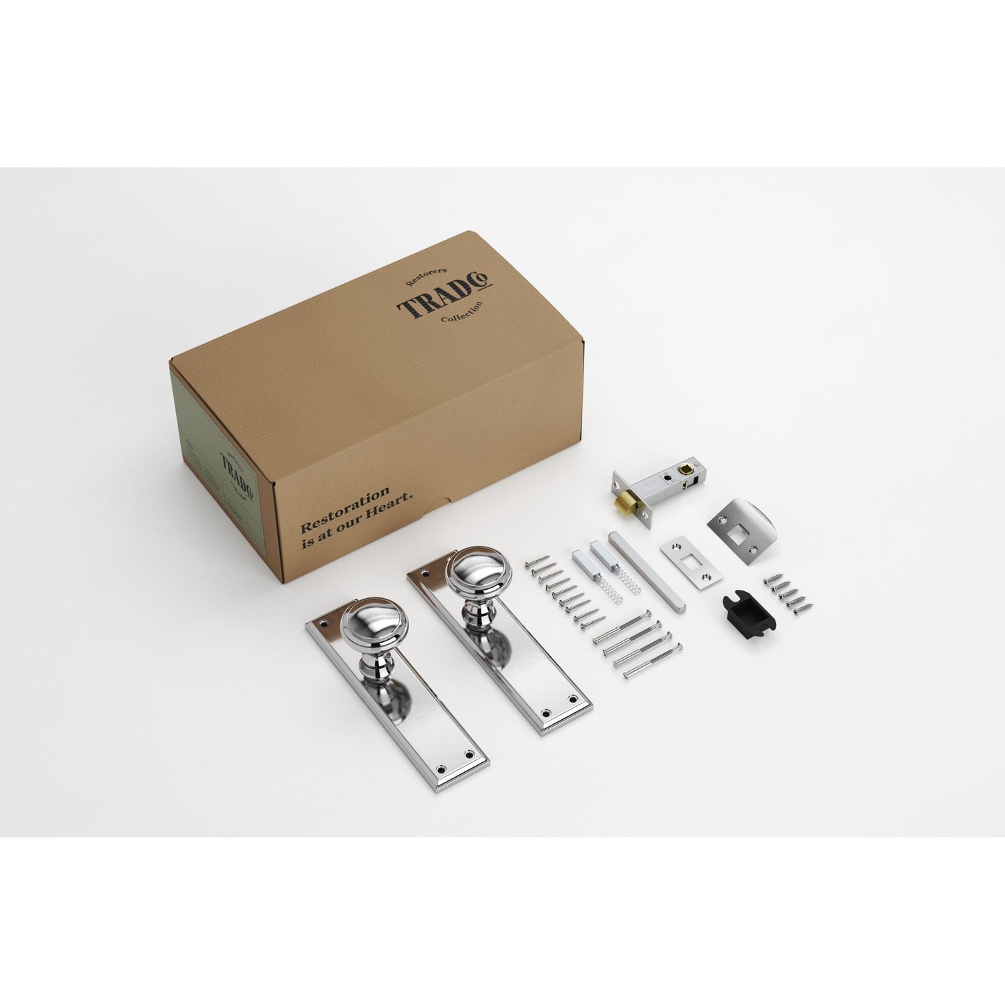 Tradco Door Knob Milton Chrome Plated Passage Set