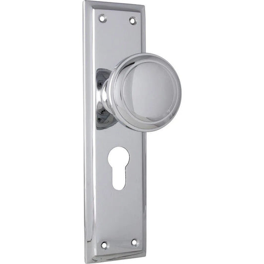 Tradco Door Knob Milton Euro Pair Chrome Plated