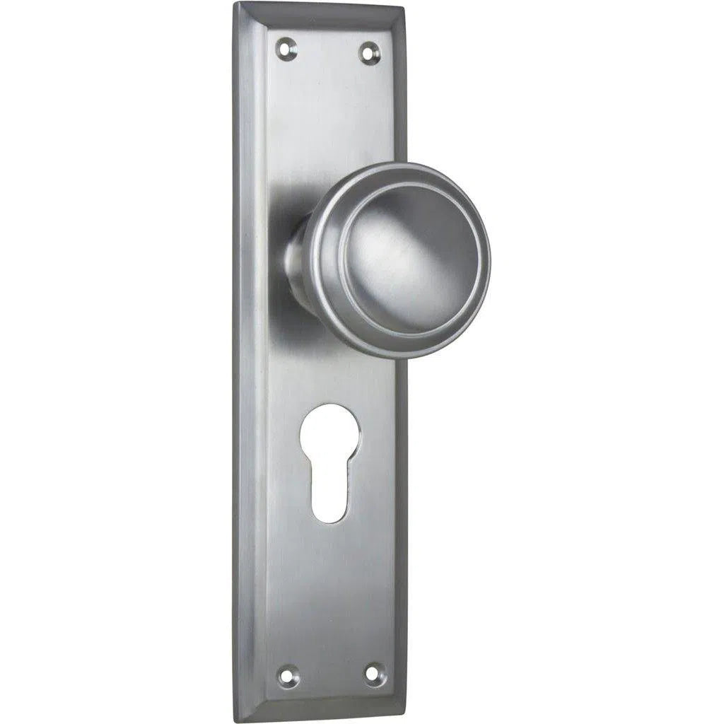 Tradco Door Knob Milton Euro Pair Satin Chrome