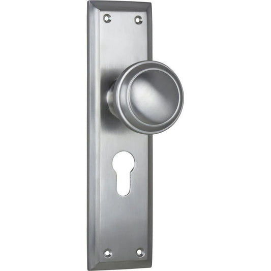 Tradco Door Knob Milton Euro Pair Satin Chrome