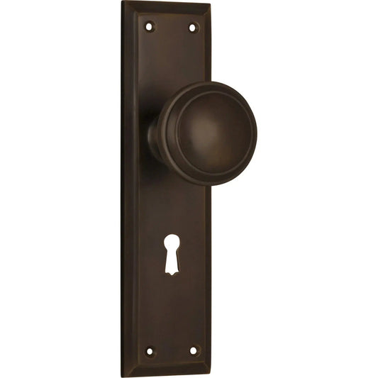 Tradco Door Knob Milton Lock Pair Antique Brass