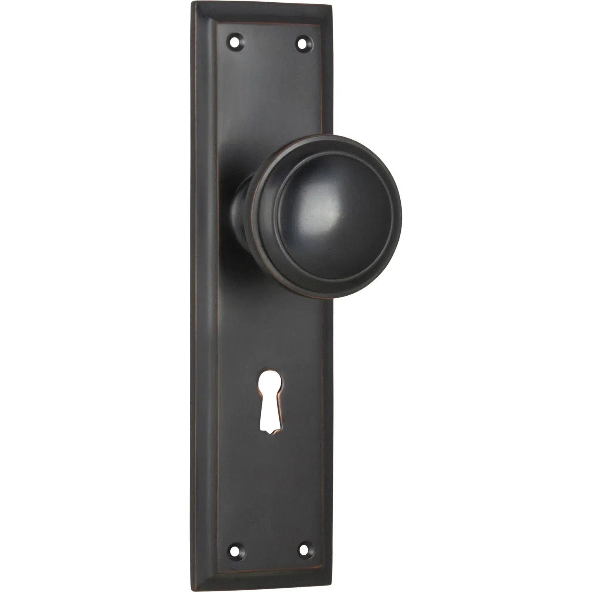 Tradco Door Knob Milton Lock Pair Antique Copper