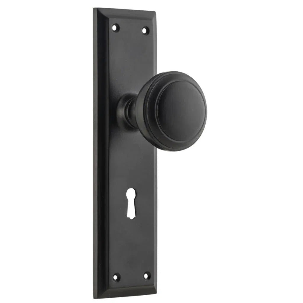 Tradco Door Knob Milton Lock Pair Matt Black