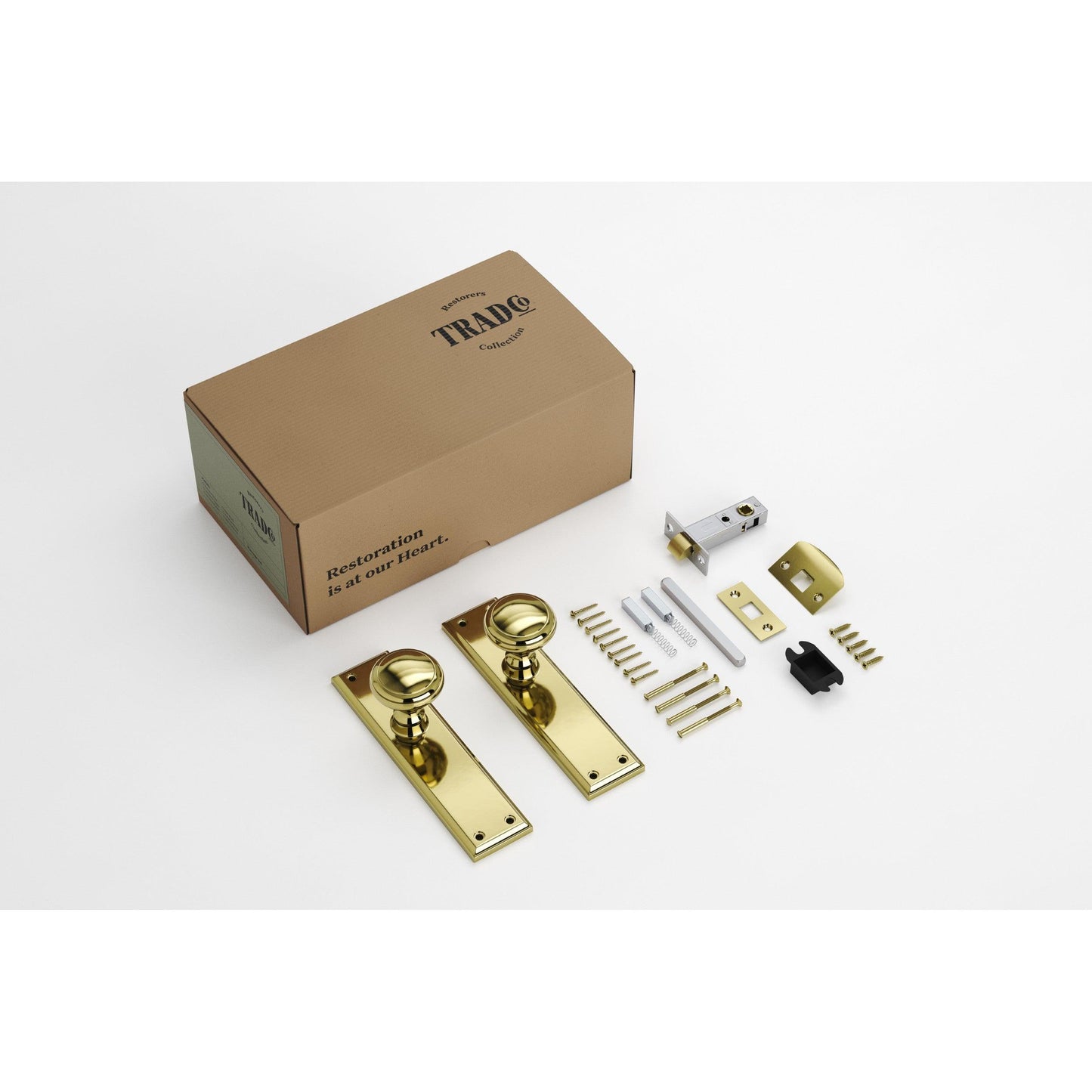 Tradco Door Knob Milton Polished Brass Passage Set