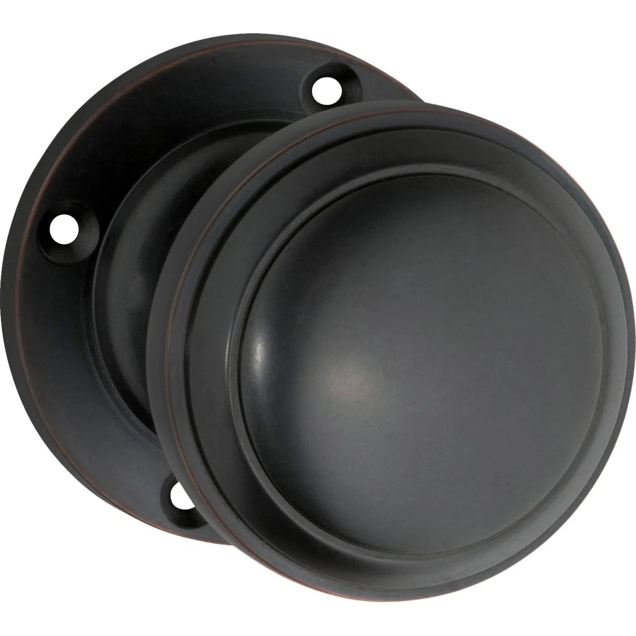 Tradco Door Knob Milton Round Rose Pair Antique Copper