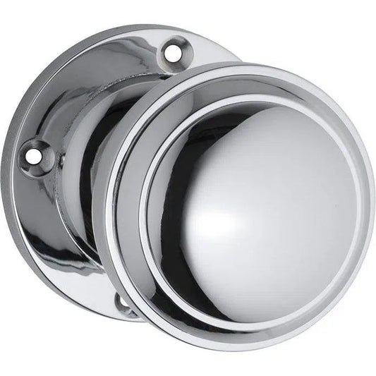 Tradco Door Knob Milton Round Rose Pair Chrome Plated