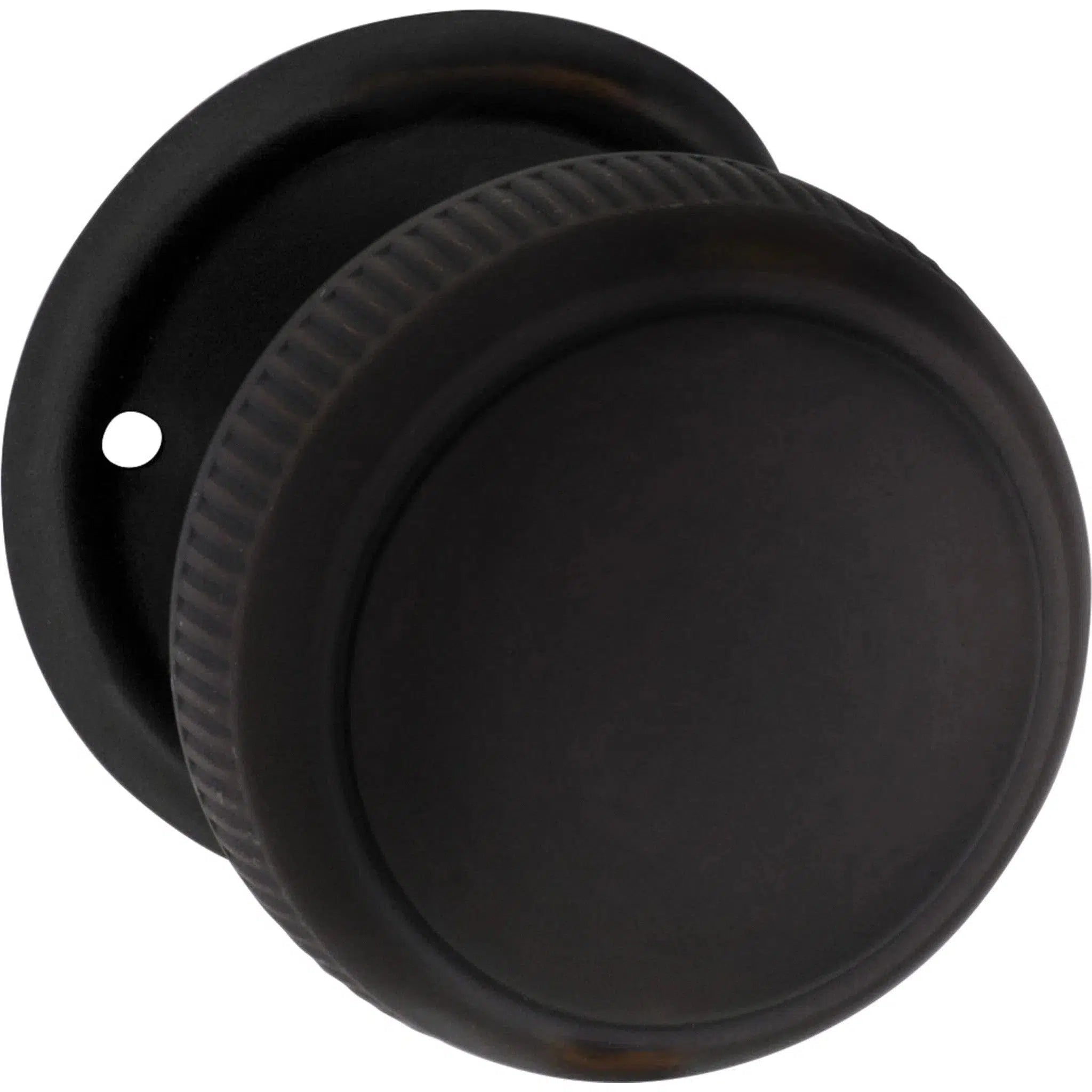 Tradco Door Knob Mortice Milled Edge Large Pair Antique Copper