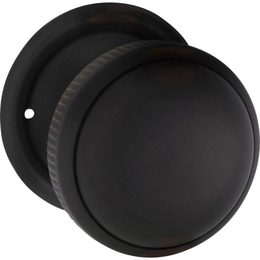 Tradco Door Knob Mortice Milled Edge Small Pair Antique Copper