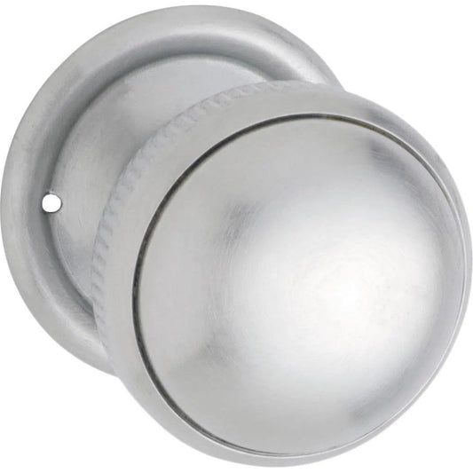 Tradco Door Knob Mortice Milled Edge Small Pair Satin Chrome