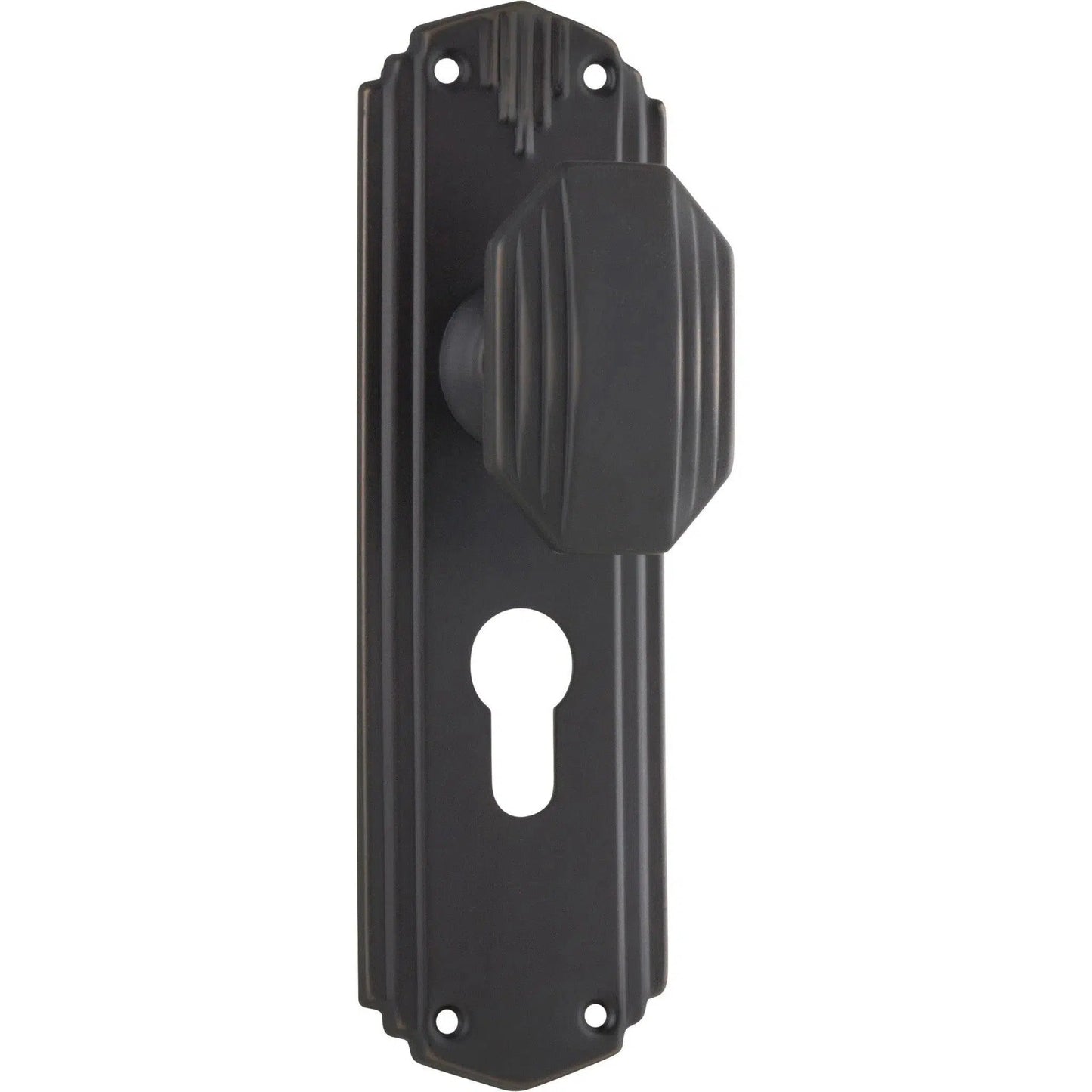 Tradco Door Knob Napier Art Deco Euro Pair Antique Copper