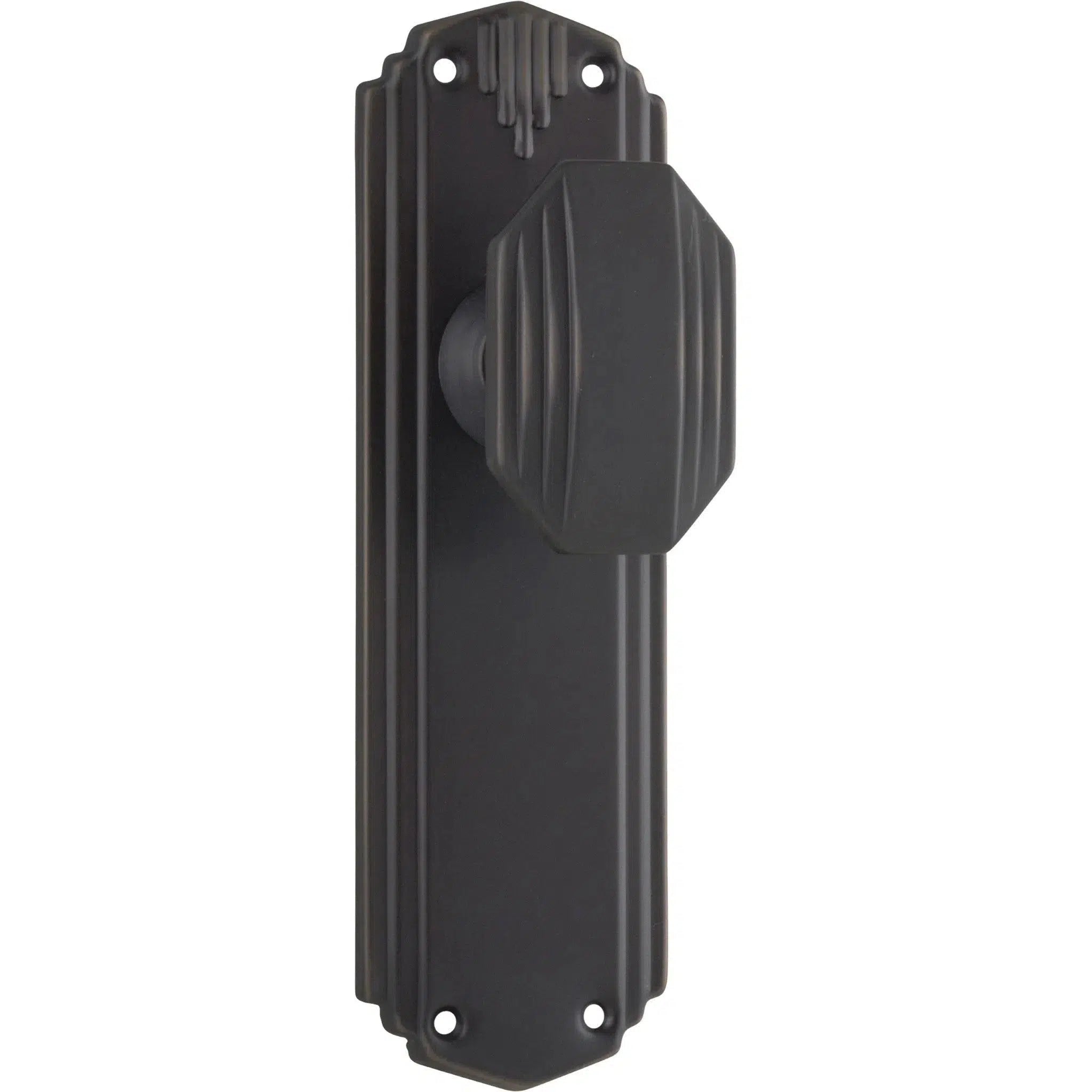 Tradco Door Knob Napier Art Deco Latch Pair Antique Copper