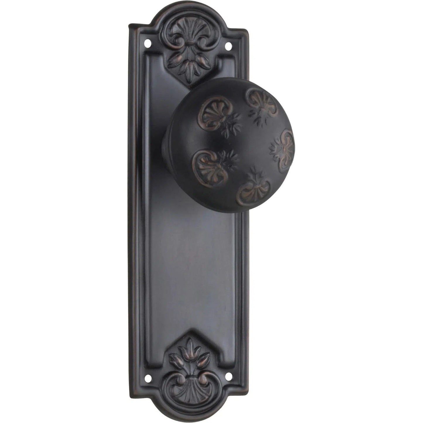 Tradco Door Knob Nouveau Latch Pair Antique Copper