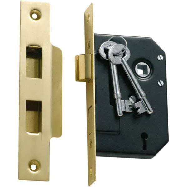 Tradco Mortice Lock 3 Lever Polished Brass CTC57mm Backset 44mm