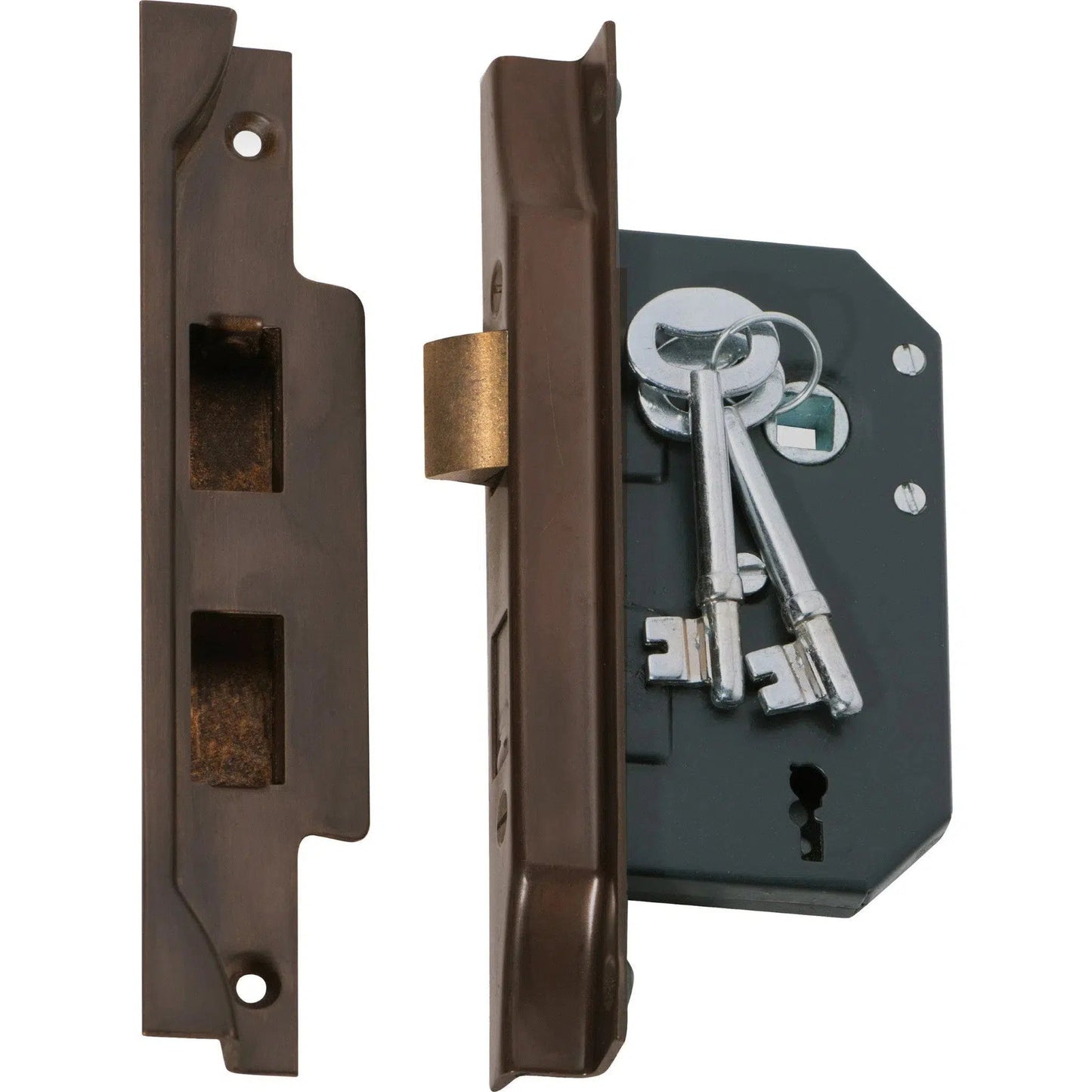 Tradco Mortice Lock 3 Lever Rebated Antique Brass CTC57mm Backset 44mm